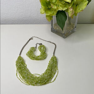 Green Beaded Necklace and‎ Bracelet Set Fashion Jewelry